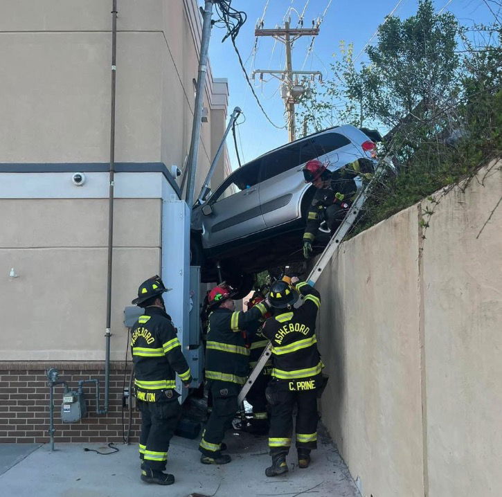 <i>Asheboro Fire Department/Facebook</i><br/>A driver was taken to a hospital after crashing an SUV into a building. The crash happened on Dixie Drive in Asheboro on April 10.