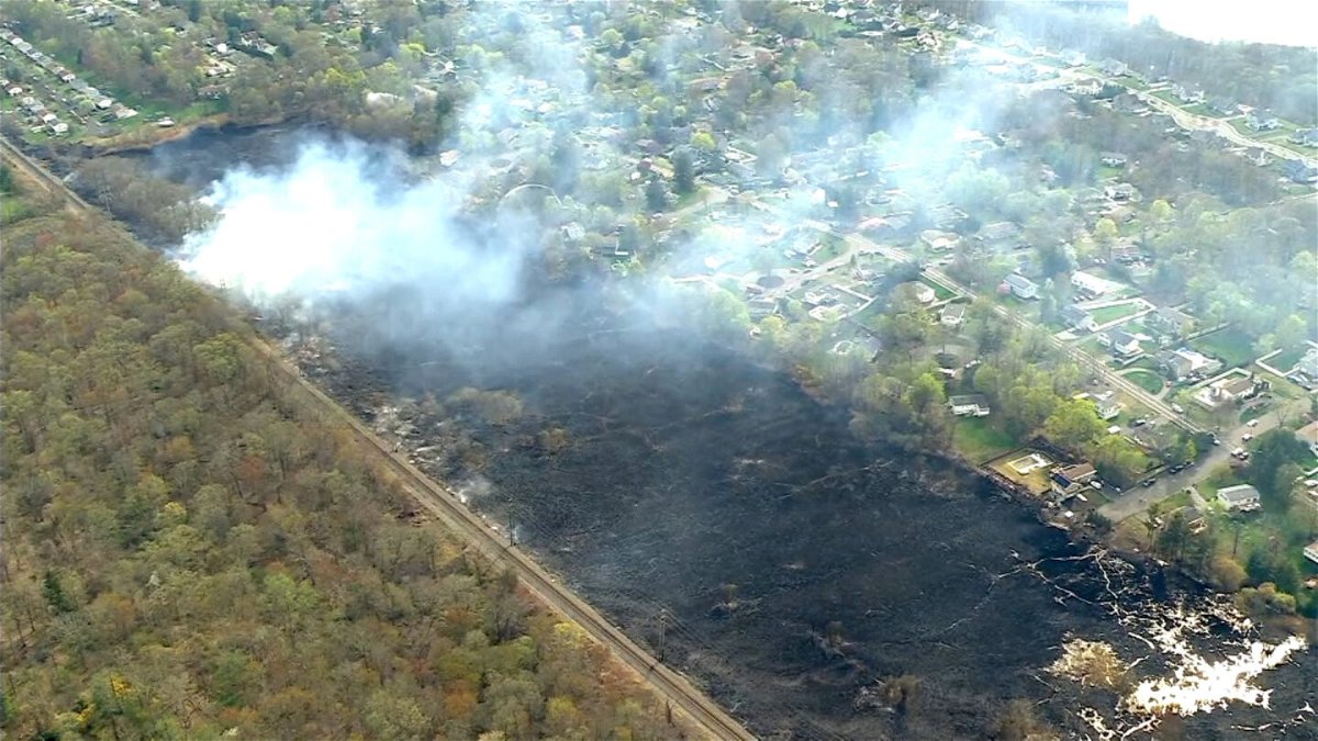 <i>WABC</i><br/>Brush fires are pictured here in Rockland County