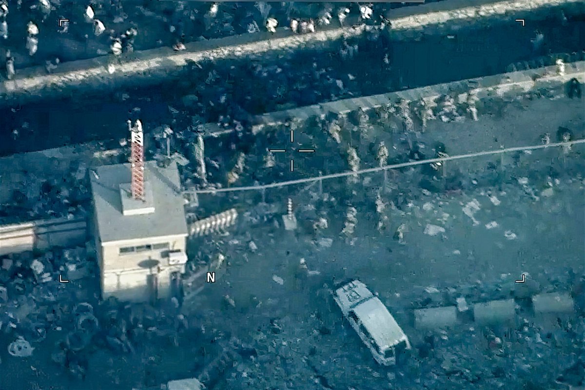 <i>Department of Defense/AP</i><br/>This image from a video released by the Department of Defense shows US Marines around the scene at Abbey Gate outside Hamid Karzai International Airport on August 26