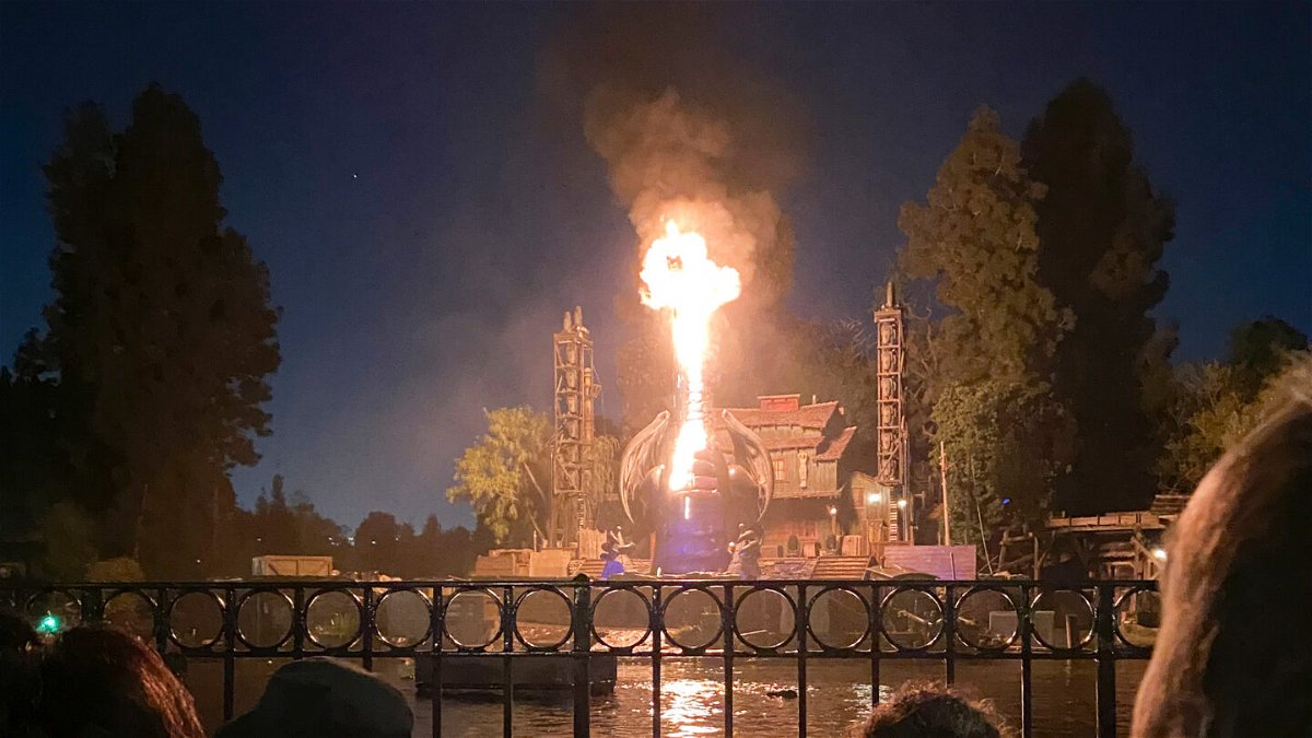 <i>Shawna Bell/AP</i><br/>This photo shows a fire during the Fantasmic show in the Tom Sawyer Island section of Disneyland in Anaheim