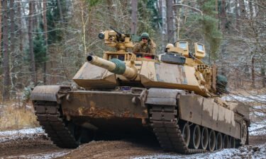 US soldiers operate an M1A1 Abrams tank during a training exercise in Bemowo Piskie