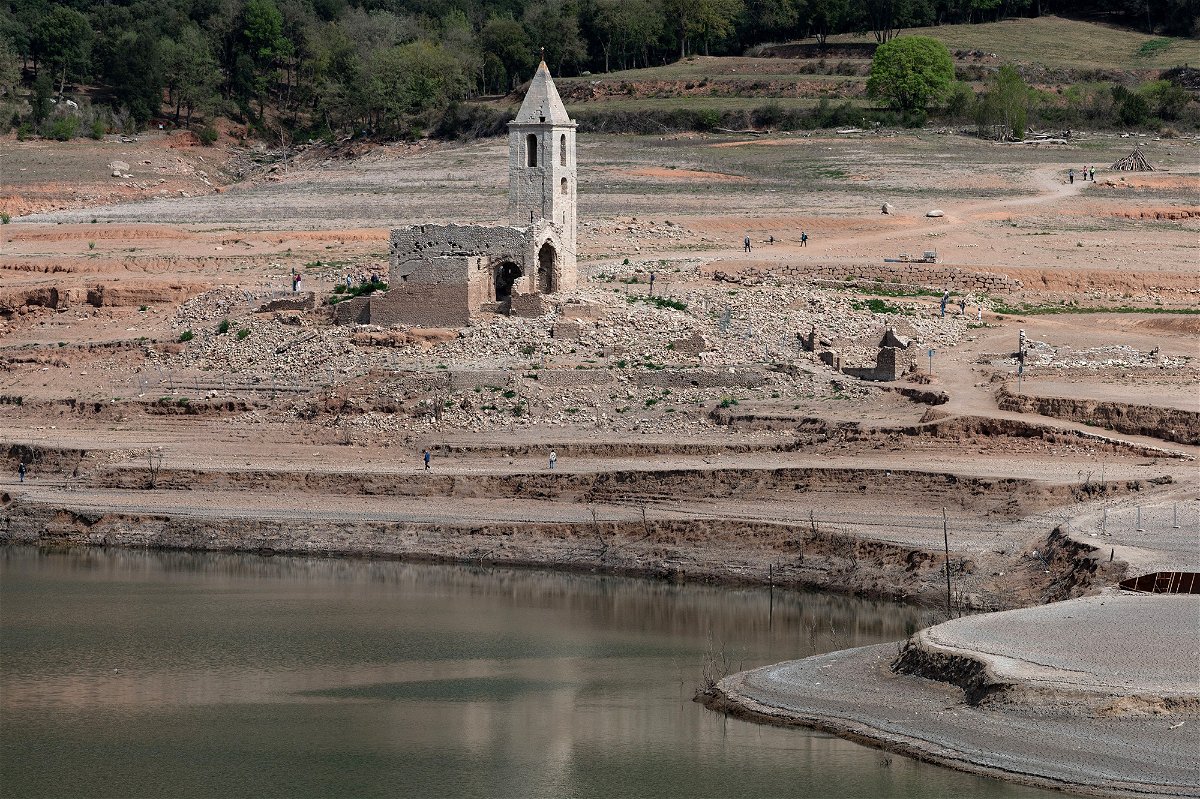 <i>Josep Lago/AFP/Getty Images</i><br/>One of the country's worst droughts in 50 years has left reservoirs at very low levels. Pictured is the Sau Reservoir in Catalonia