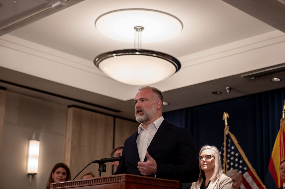 <i>Will Lanzoni/CNN</i><br/>Interior Deputy Secretary Tommy Beaudreau speaks during a press conference in Phoenix