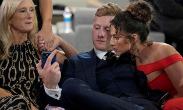 Levis waits in the Green Room with family at the 2023 NFL Draft.