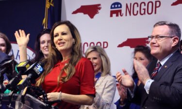 North Carolina state Rep. Tricia Cotham announces she is switching her party affiliation to the GOP at a news conference in Raleigh on April 5