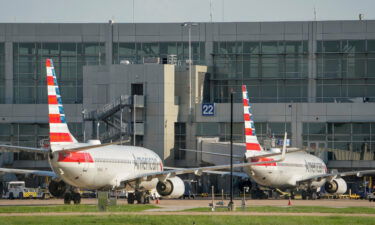 American Airlines planes are seen on the tarmac at Austin-Bergstrom International Airport on September 7