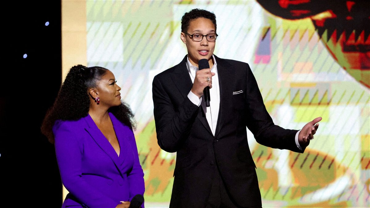 <i>Mario Anzuoni/Reuters</i><br/>Brittney Griner speaks during the 54th NAACP Image Awards at the Civic Auditorium in Pasadena