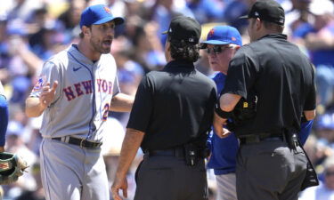 New York Mets pitcher Max Scherzer was ejected against the Los Angeles Dodgers before the bottom of the fourth inning after umpires inspected his hands and gloves for use of an illegal substance