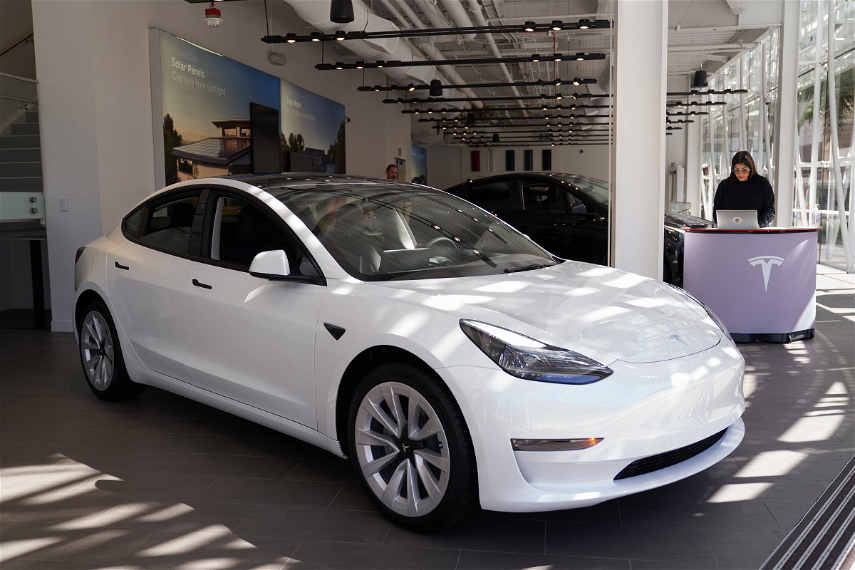 <i>Allison Dinner/Getty Images</i><br/>A Tesla Model 3 on display at the Tesla store in Santa Monica