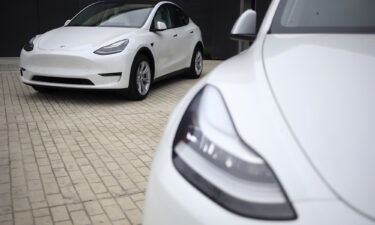 Tesla Inc. Model S electric vehicles are seen here for sale outside a dealership at the Easton Town Center Mall in Columbus