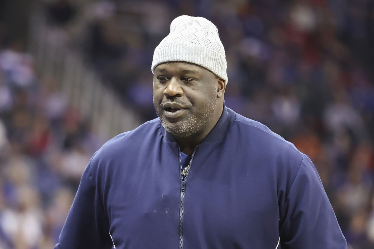 <i>Scott Winters/Icon Sportswire/AP</i><br/>Shaquille O'Neal attends the Big 12 basketball tournament championship game between the Texas Longhorns and Kansas Jayhawks on March 11