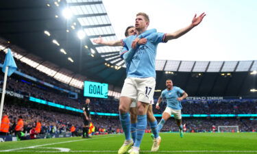 Kevin De Bruyne opened the scoring in Manchester City's top of the table clash against Arsenal.