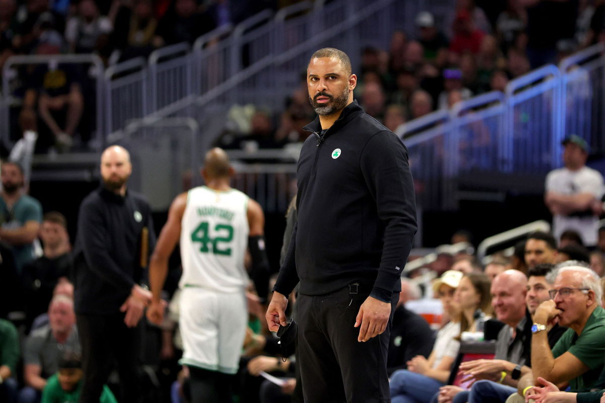 <i>Stacy Revere/Getty Images</i><br/>Head coach Ime Udoka during a Boston Celtics game on May 13