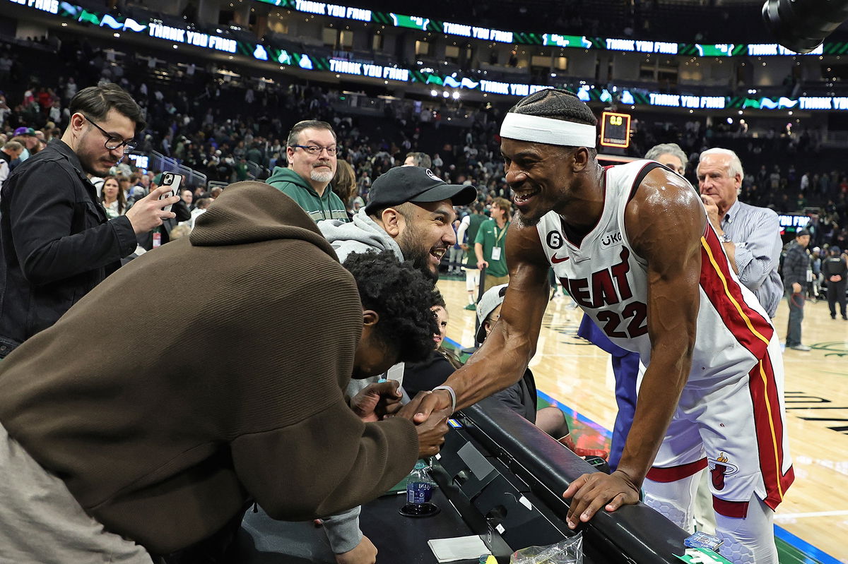 <i>Stacy Revere/Getty Images</i><br/>Jimmy Butler came up clutch again for the Miami Heat.