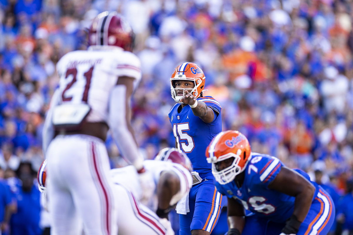 <i>James Gilbert/Getty Images</i><br/>Richardson gestures during the first quarter against the South Carolina Gamecocks on November 12