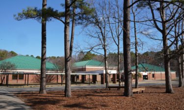 Tall pine trees outside Richneck Elementary School on January 7