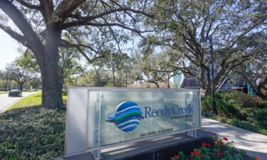 A sign near the entrance of the Reedy Creek Improvement District administration building is seen on February 6 in Lake Buena Vista