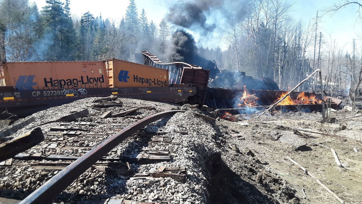 <i>Jackman-Moose River Fire & Rescue Department/Reuters</i><br/>A train derailed