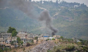 Smoke is seen in the Turgeau commune of Port-au-Prince