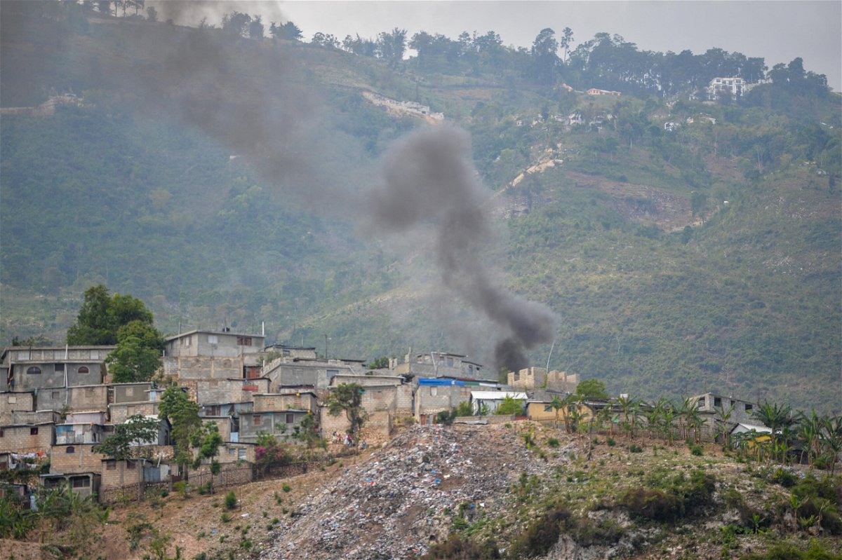 <i>Richard Pierrin/AFP/Getty Images</i><br/>Smoke is seen in the Turgeau commune of Port-au-Prince