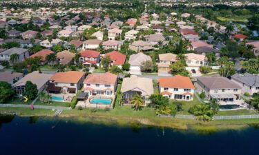 US home prices rose slightly in February. Pictured is a residential neighborhood in 2022 in Miramar