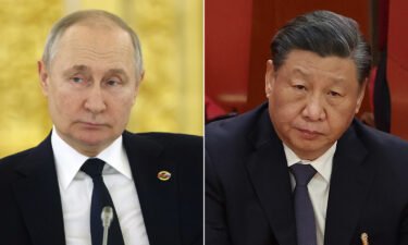 (L-R) Russian President Vladimir Putin and Chinese President Xi Jinping are seen here in a split image.