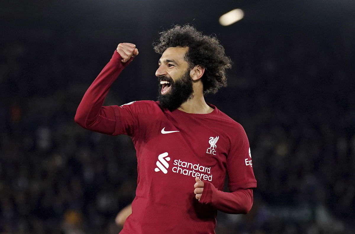 <i>Tim Goode/AP</i><br/>Mohamed Salah scored two goals as Liverpool thrashed Leeds.