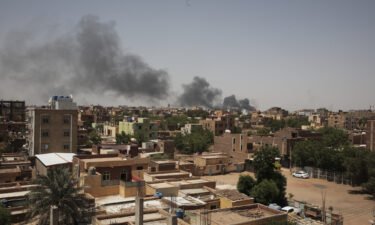 Smoke rises over Khartoum on Saturday. The fighting in Sudan's capital between the Sudanese army and Rapid Support Forces resumed after an internationally brokered cease-fire failed.