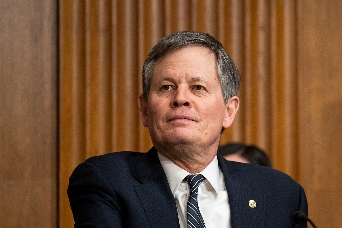 <i>Bill Clark/AP</i><br/>Sen. Steve Daines participates in a Finance Committee hearing on March 22 in Washington