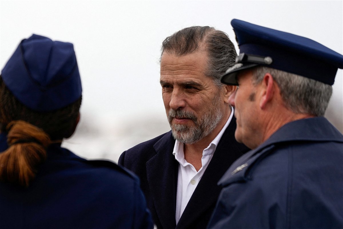 <i>Elizabeth Frantz/Reuters</i><br/>Hunter Biden arrives at at Hancock Field Air National Guard Base after disembarking from Air Force One in Syracuse