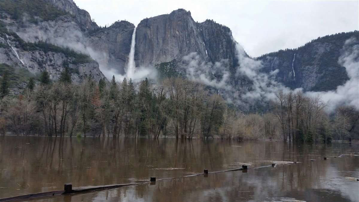 <i>National Park Service/AP</i><br/>Yosemite National Park is no stranger to flood and drought cycles. Floodwaters covered Cook's Meadow in Yosemite Valley on April 7