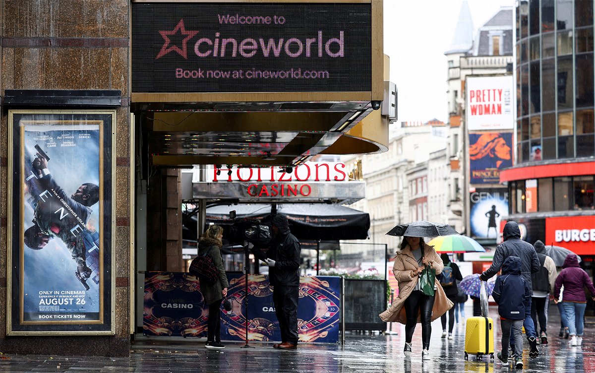 <i>Henry Nicholls/Reuters</i><br/>Cineworld shares tank Monday after Regal Cinemas owner ditches plans to sell US and UK businesses. Pictured is a Cineworld theater in London in 2020.
