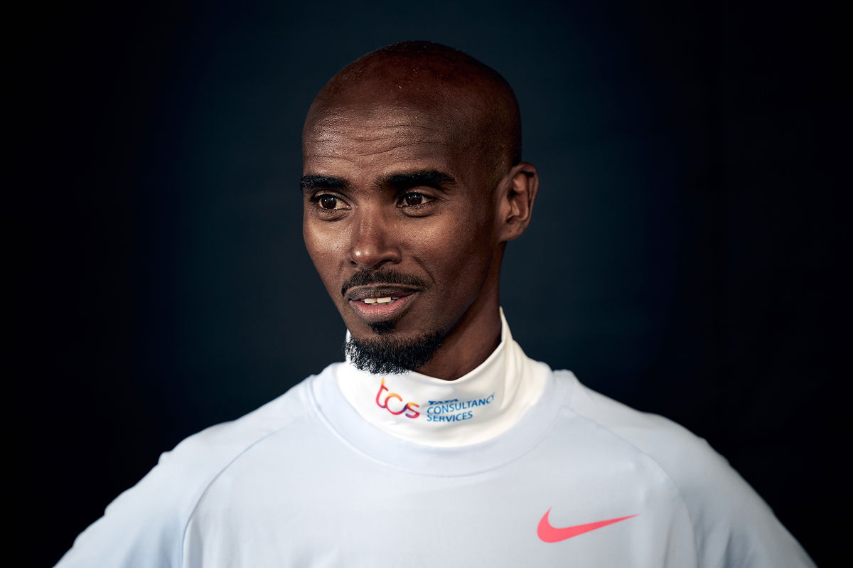 <i>John Walton/PA Images/Getty Images</i><br/>Mo Farah spoke to reporters at a press conference ahead of the London Marathon on Sunday.