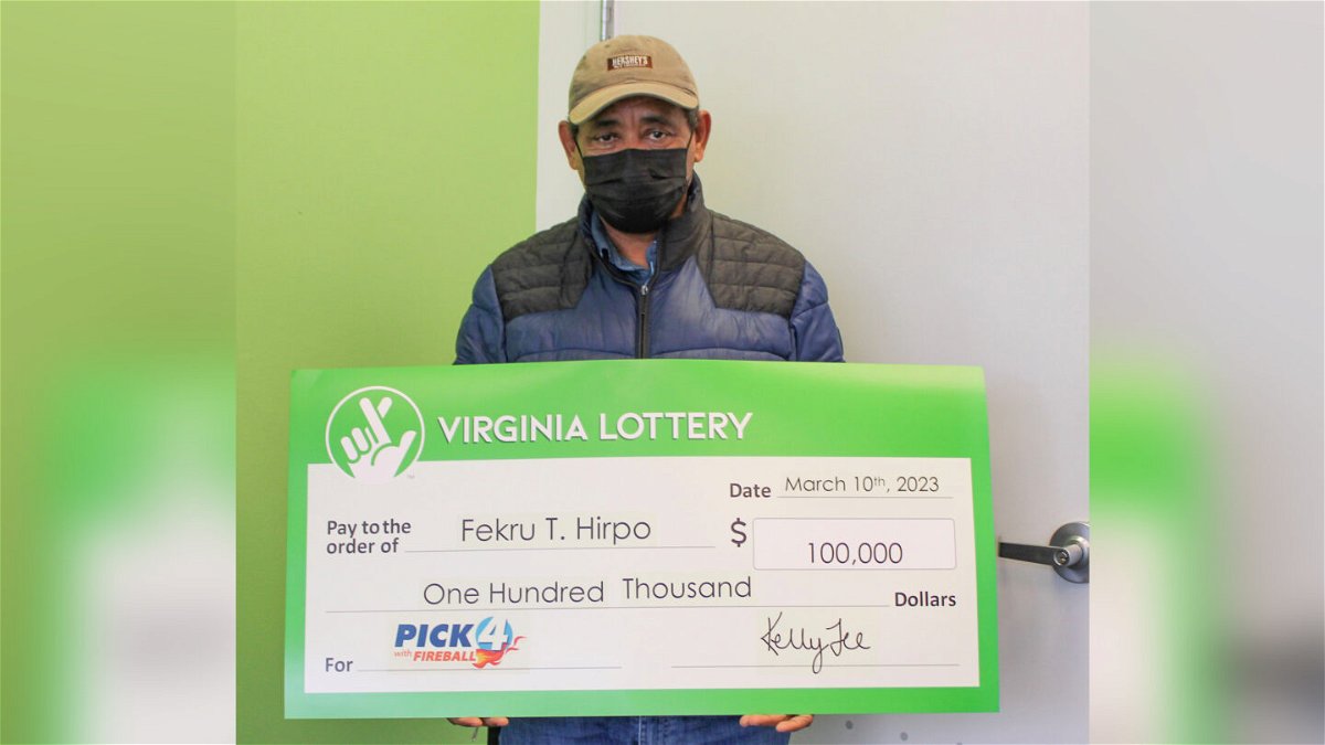 <i>Courtesy of Virginia Lottery</i><br/>Fekru Hirpo won $100