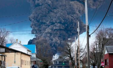 A black plume rises over East Palestine