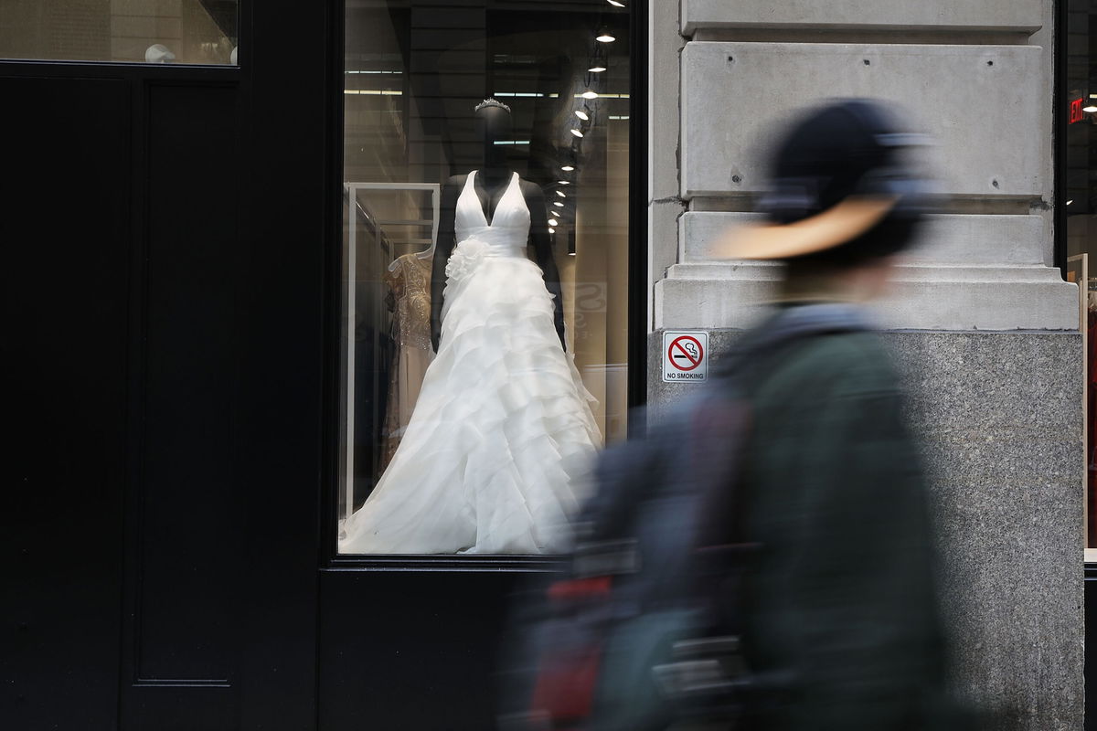 <i>Spencer Platt/Getty Images</i><br/>A David's Bridal store stands in Manhattan on November 19