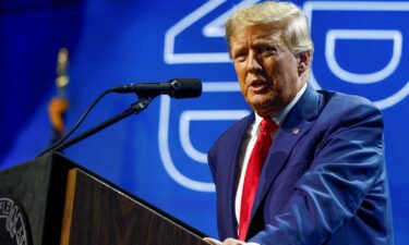 Former President Donald Trump speaks at the National Rifle Association annual convention in Indianapolis