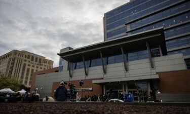 Members of the media outside the Leonard L. Williams Justice Center ahead of the Dominion Voting Systems' defamation trial against Fox News in Wilmington