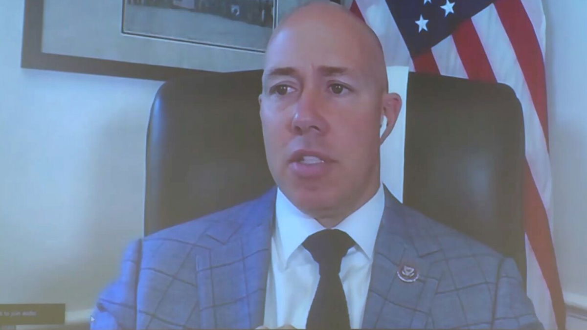 <i>WPTV</i><br/>U.S. Rep. Brian Mast speaks at a Rivers Coalition meeting held April 27.