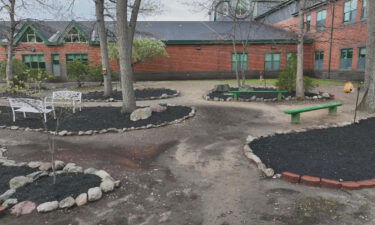 Garden behind Attleboro's Brennan Middle School where a time capsule is buried