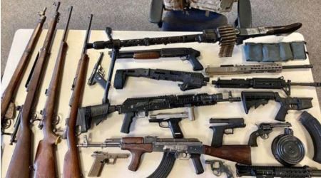 <i>Santa Rosa Police/KPIX</i><br/>A 36-year-old suspect was in custody on weapons charges after an afternoon raid uncovered evidence of illegal firearms manufacturing at a rural Sonoma County home.