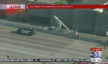 Downed power lines that fell on the I-69 Southwest Freeway at Newcastle Drive after a nearby crash caused a traffic headache Thursday morning.