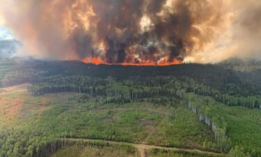 The Bald Mountain Wildfire burns in the Grande Prairie Forest Area on May 12.