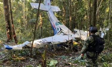 The Cessna plane that crashed in the Colombian jungle of Solano.
