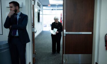 Treasury Secretary Janet Yellen is seen here at Johns Hopkins University's School of Advanced International Studies in Washington