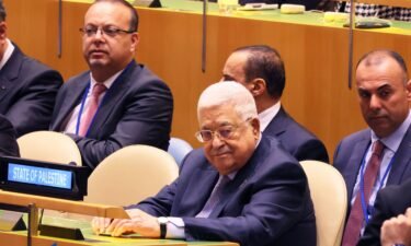 Palestinian Authority President Mahmoud Abbas attends an observation of the 75th anniversary of the Nakba in the General Assembly Hall at the United Nations on Monday in New York City.