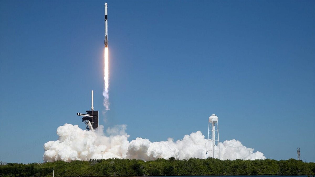 <i>Joel Kowsky/NASA</i><br/>A SpaceX Falcon 9 rocket carrying the company's Crew Dragon spacecraft launched the Axiom Mission 1 (Ax-1) to the International Space Station on April 8