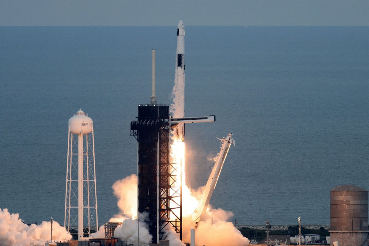 <i>Joe Skipper/Reuters</i><br/>The Axiom Mission 2 (Ax-2) aboard a SpaceX Falcon 9 and Dragon capsule