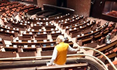 Modi pictured on a visit to the new parliament building earlier this year.