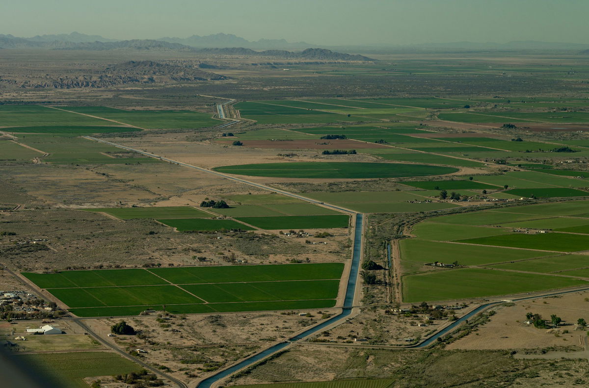 <i>Will Lanzoni/CNN</i><br/>A canal runs through farm land in near the California-Arizona border on April 4